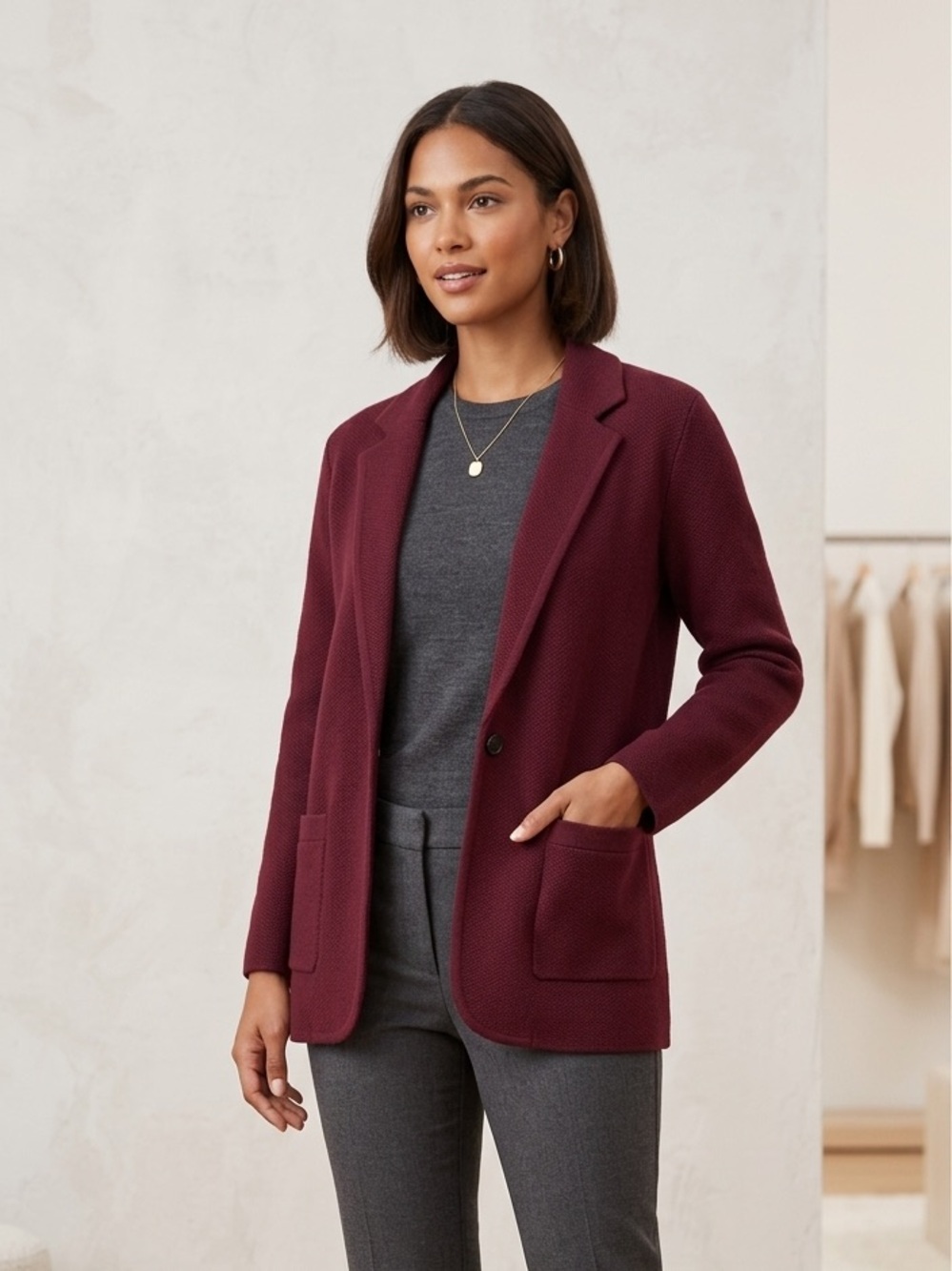 J Crew Schoolboy Sweater Blazer Womens Small Merino Wool Cotton Cardigan